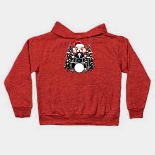 Poodle Playing Drums Christmas Kids Hoodie